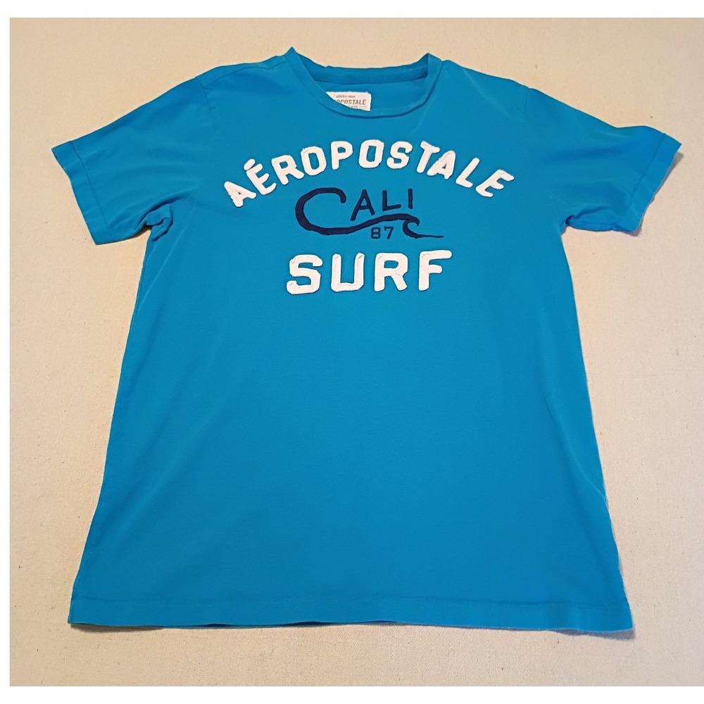 Aeropostale Cali Surf Graphic Tee Mens Medium Blue Short Sleeve Cotton T-Shirt